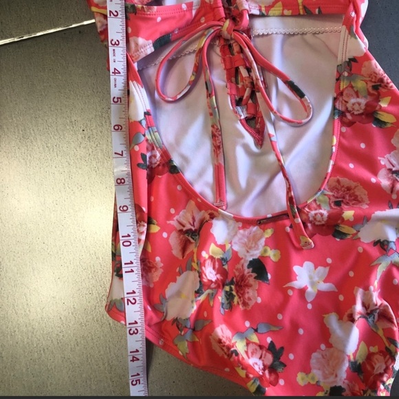 LAUNDRY BY DESIGN one piece Bright Coral Lace Up Swimsuit XS - Picture 12 of 16